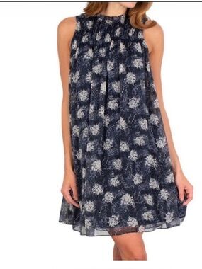 Joie navy blue Baltic print sleeveless shift dress S